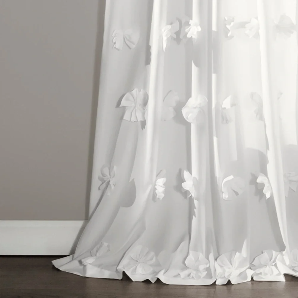 Lush Decor Riley White Window Curtain Single Panel 54”x84”